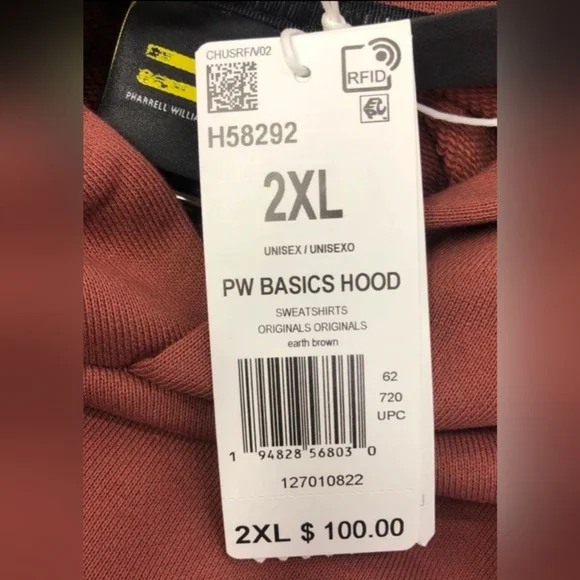 Adidas Pharrell Williams Unisex Basic Brown Hoodie Sizes S 2XL NWT MSRP $100 - Picture 9 of 10